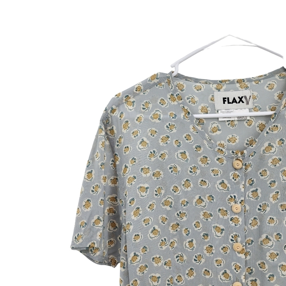 Flax Women's Floral Button Front Top - S - Picture 2 of 5